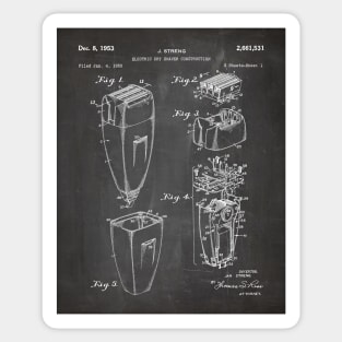 Electric Shaver Patent - Barber Stylist Bathroom Décor Art - Black Chalkboard Sticker